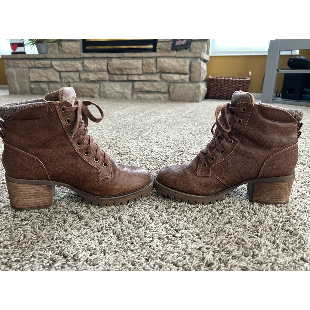 Leather Chunky Heel Ankle Boots